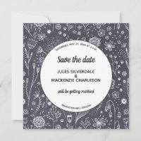 Flower Chalkboard Monochrome Modern Save the Date