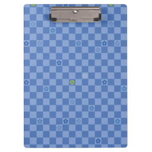 Flower Checkered Pattern No. 01 - Light Blue Clipboard
