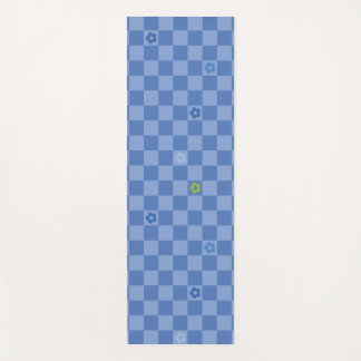Flower Checkered Pattern No. 01 - Light Blue Yoga Mat