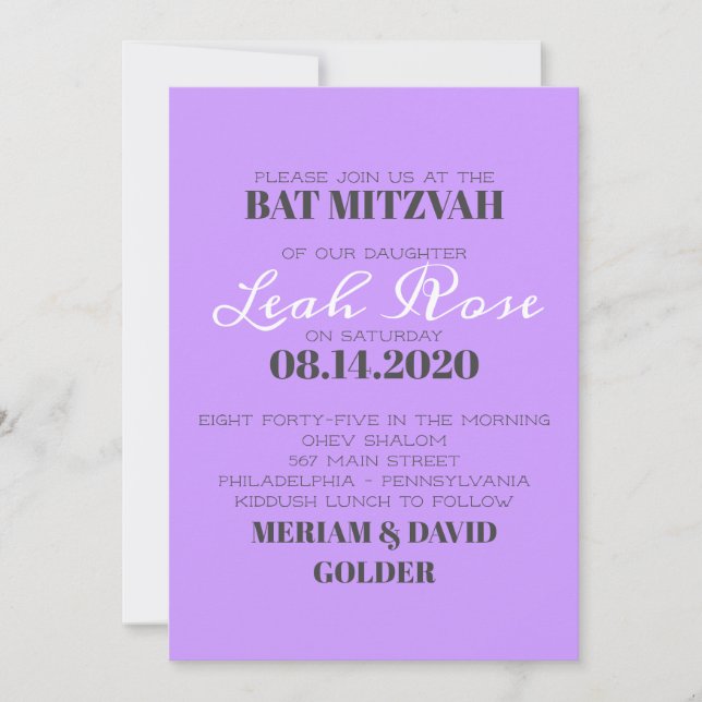 FLOWER CHILD Bar Bat Mitzvah Invitation Invite (Front)