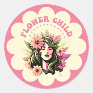 Flower Child Classic Round Sticker