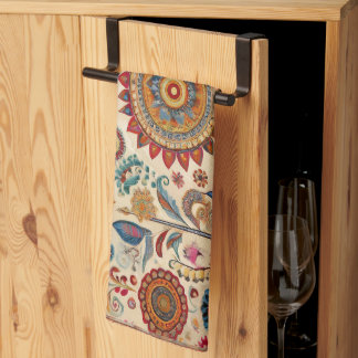 Flower Child Folk Art Kitchen Towel