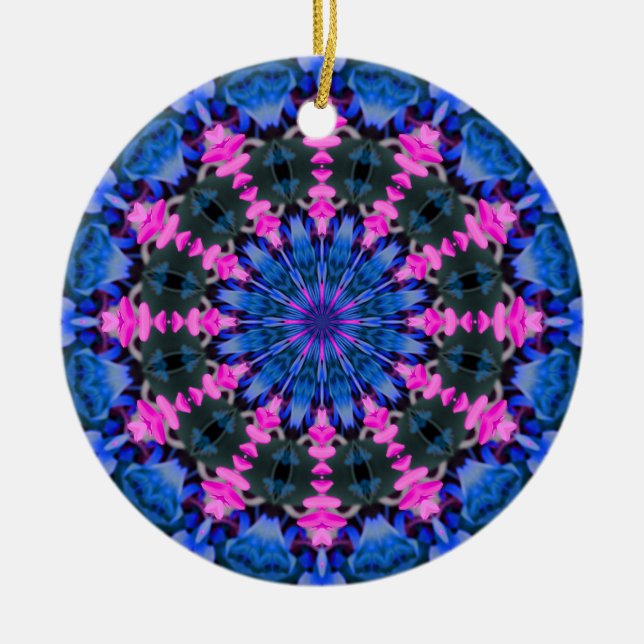 Flower Child (pink-blue) Ceramic Ornament (Front)