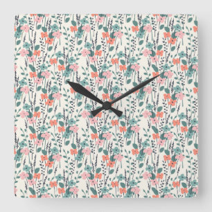 Flower Child Square Wall Clock