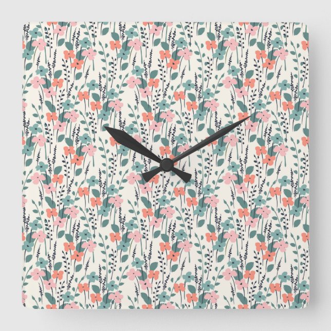 Flower Child Square Wall Clock (Front)
