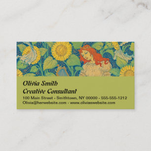 Flower Child Woman in Sunflower Garden Business Card