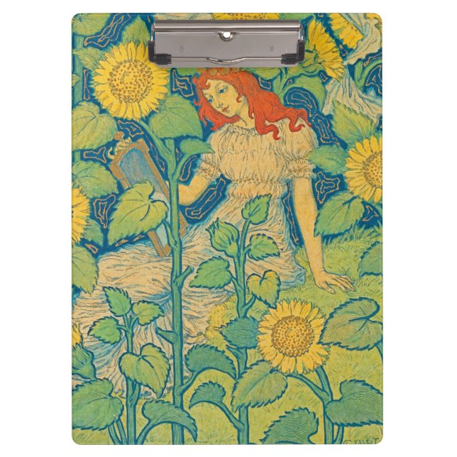 Flower Child Woman in Sunflower Garden Clipboard (Front)