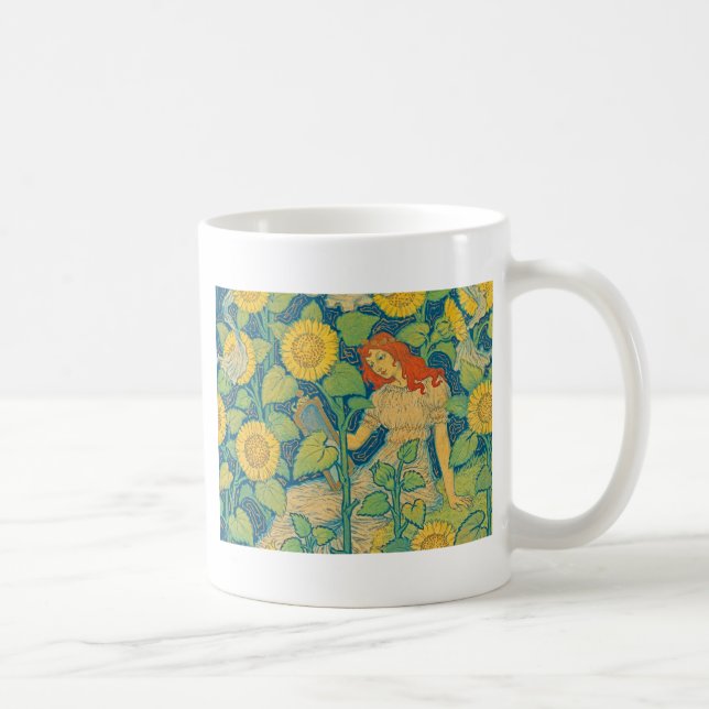 Flower Child Woman in Sunflower Garden Coffee Mug (Right)