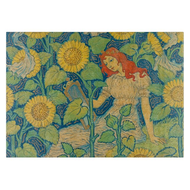 Flower Child Woman in Sunflower Garden Cutting Board (Front)