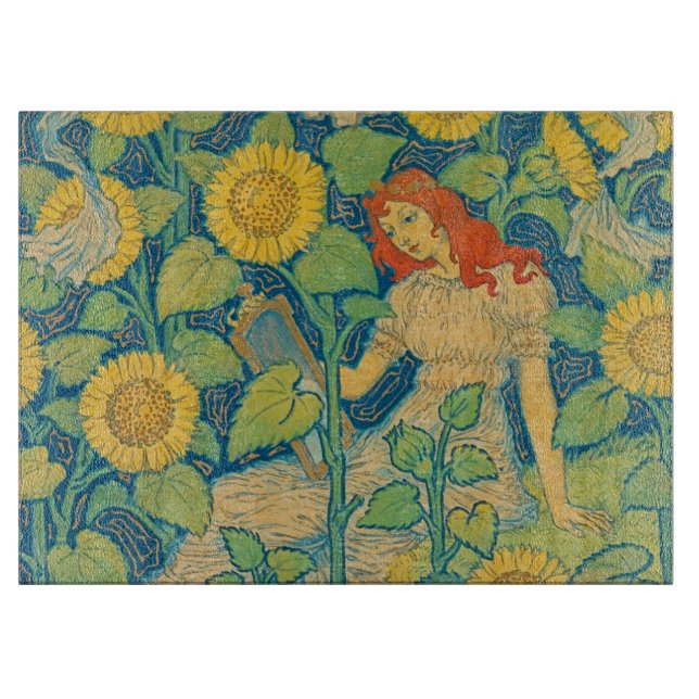 Flower Child Woman in Sunflower Garden Cutting Board (Front)