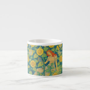 Flower Child Woman in Sunflower Garden Espresso Cup