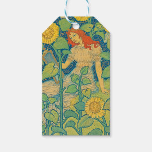 Flower Child Woman in Sunflower Garden Gift Tags