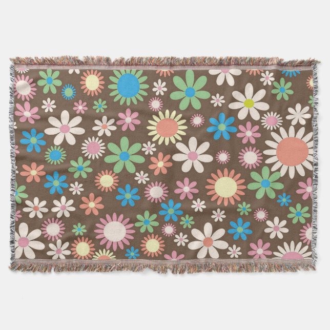 "Flower Child" Woven Throw Blanket (Front)