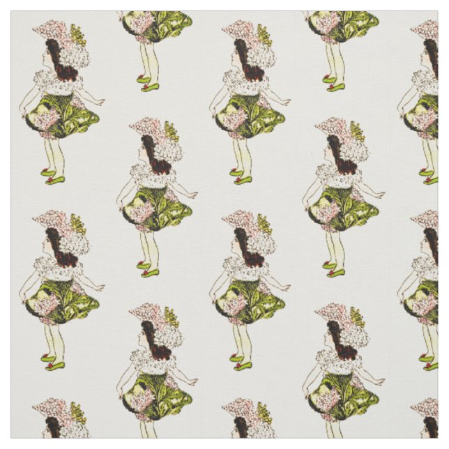 FLOWER CHILD - YARROW FLORAL FAIRY PATTERN FABRIC (Swatch)
