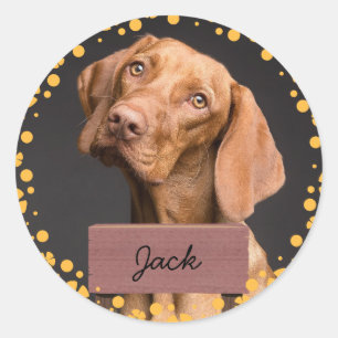 flower christmas holiday Custom Dog Photo Classic Round Sticker