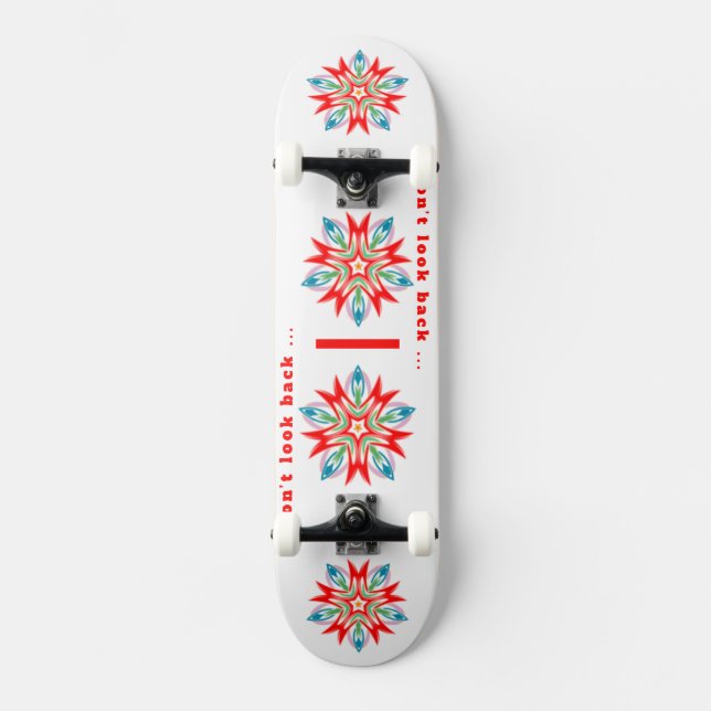 Flower Christmas star red blue green Skateboard (Front)