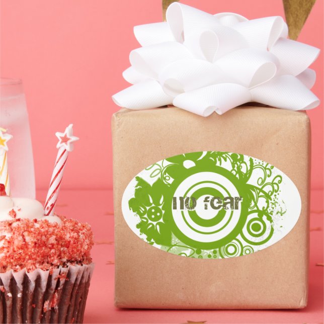 Flower Circle with Kanji for Courage Oval Sticker (Party)