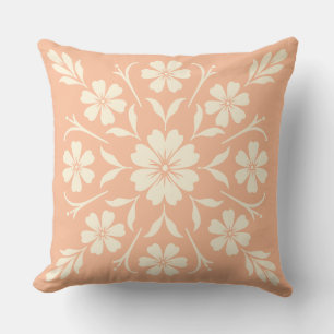 Flower Clock Medallion Coral Cushion