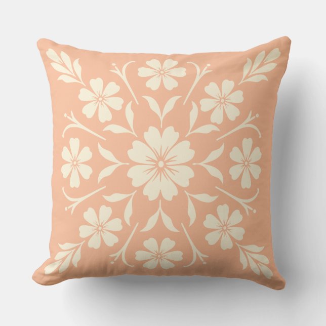 Flower Clock Medallion  Coral Cushion (Front)