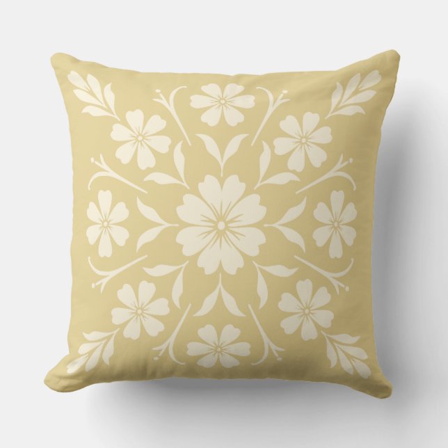 Flower Clock Medallion Gold Cushion (Front)
