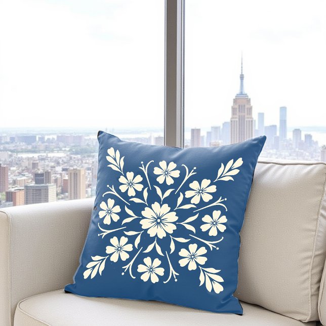 Flower Clock Medallion Navy Cushion (Creator Uploaded)