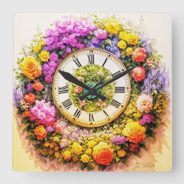 Flower Clock Wall Art Decor  (Front)