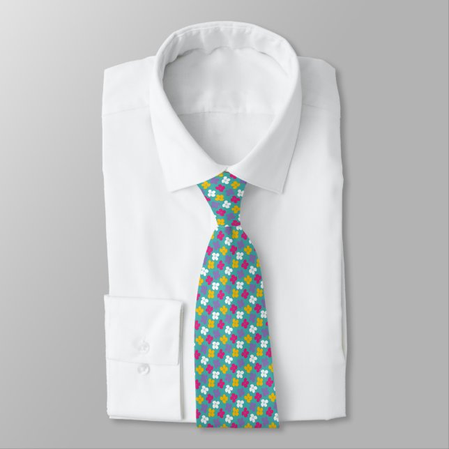 Flower Clusters on Teal for a Bright Look Tie (Tied)