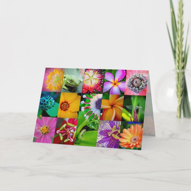 Flower Collage Garden Floral All Occasion Blank Holiday Card (Front)
