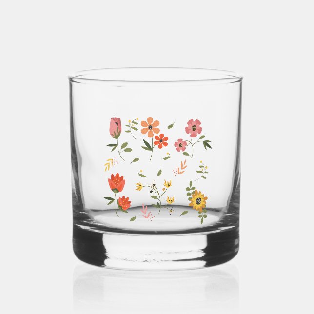 flower collection  whiskey glass (Front)