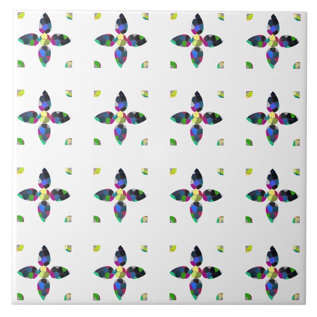 Flower Color Art Illustration Ceramic Tile (Front)