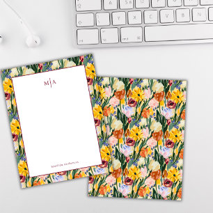 Flower Colorful Paint Art Monogram Name Personal Card