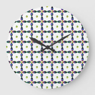 Flower Colour Art Illustration Large Clock