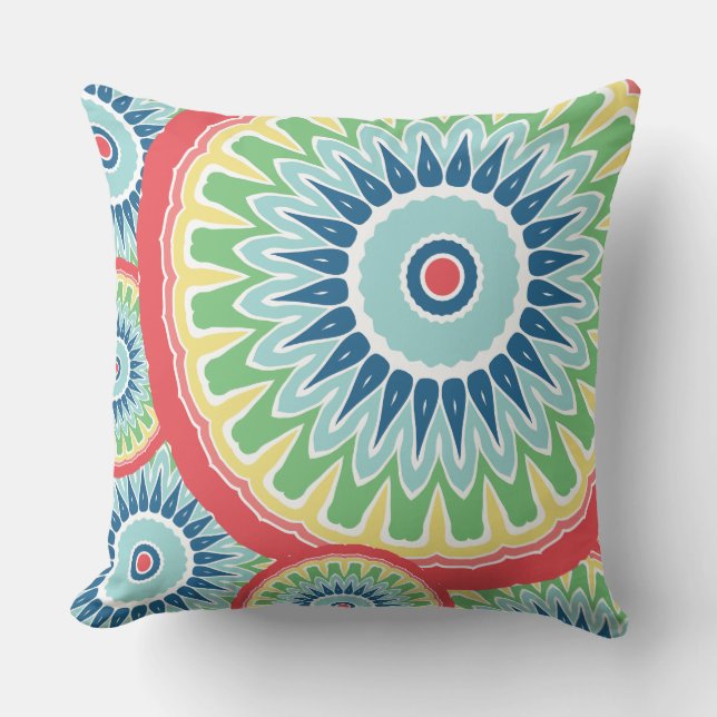 Flower Colour Pop Mandala Design Cushion (Front)