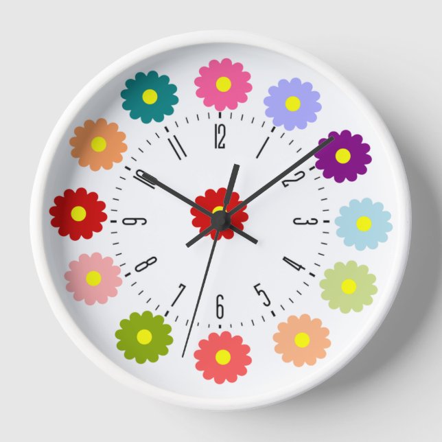 Flower colourful  clock (Front)