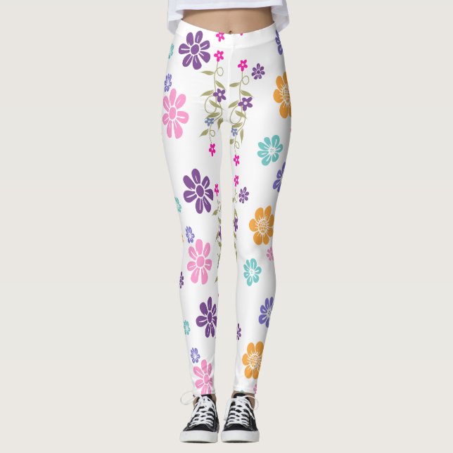 Flower Colourful Trending Design Leggings (Front)