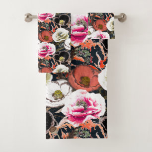 Flower composition. bath towel set