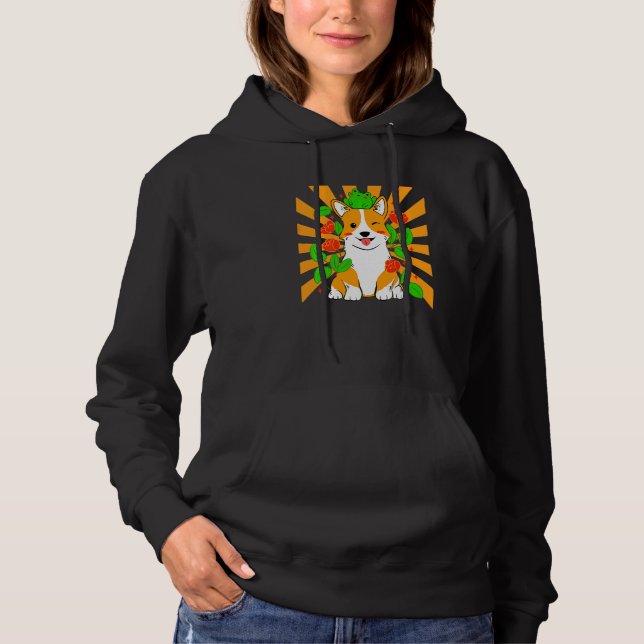 Flower Corgi Dog   Hoodie (Front)