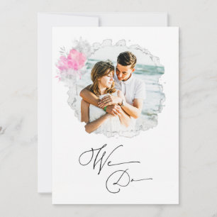 ~* Flower Couple PHOTO RSVP + QR AR6 Wedding Inv Invitation