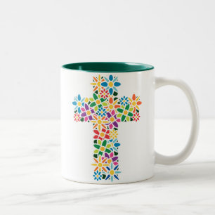 Flower Cross Two-Tone Coffee Mug