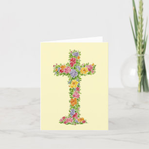 Flower Cross Watercolor Easter Card
