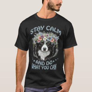 Flower Crown Border Collie Farm Breed Dog  Optimis T-Shirt