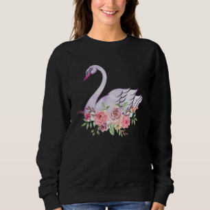 Flower Crown Cute Bird Women Gift Beautiful Swan Sweatshirt