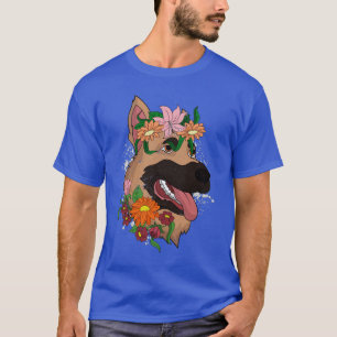 Flower Crown Dog Owner Dog Breed German Shepherd T-Shirt