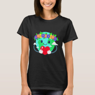 Flower Crown Earth For Earth Day Cute Meaningful T-Shirt