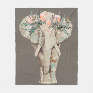 Flower Crown Elephant II Fleece Blanket