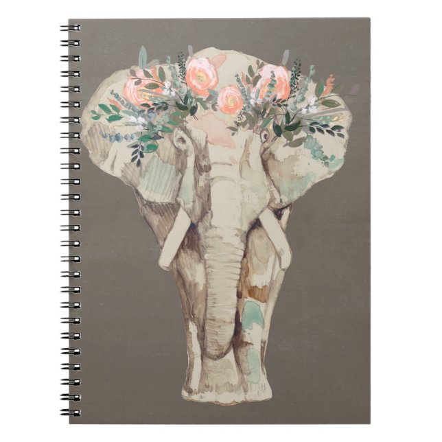 Flower Crown Elephant II Notebook (Front)