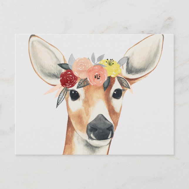 Flower Crown Forester Deer Postcard (Front)