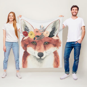 Flower Crown Forester Fox Fleece Blanket