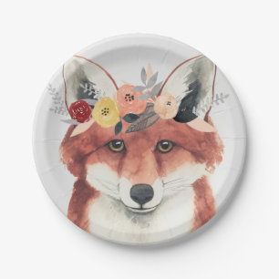 Flower Crown Forester Fox Paper Plate