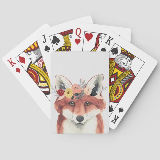 Flower Crown Forester Fox Playing Cards (Back)